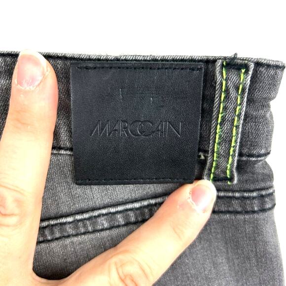 Marc Cain Women’s 2 Gray Skinny Ankle Jeans Green Stitch Roll Cuff Denim - Picture 7 of 8